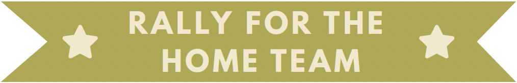 Pennant banner illustration reading Rally for the home team