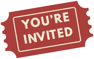 Red invitation illustration representing fundraising and experiences